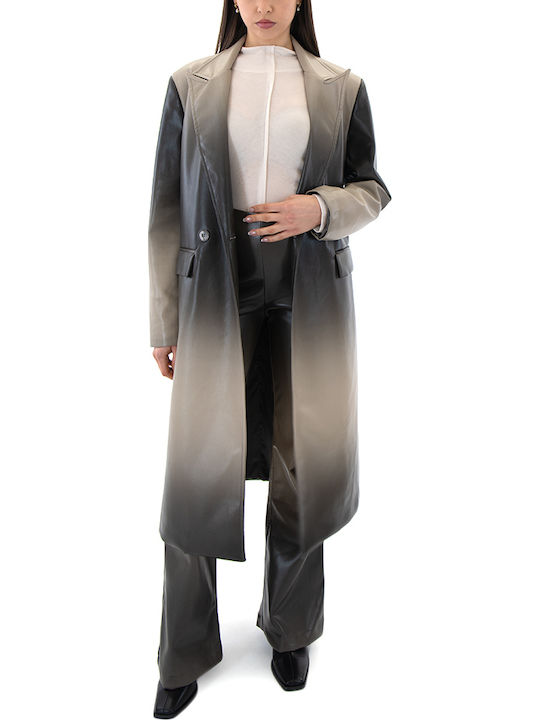 Leder Damen Beige Mantel