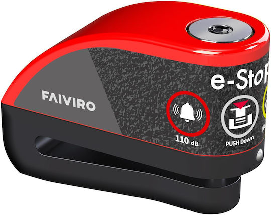 Viro Motorcycle Disc Brake Lock with Alarm in Red
