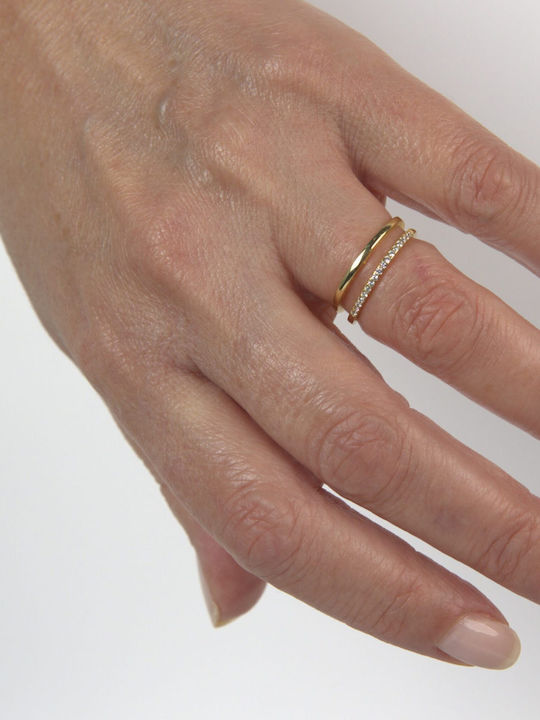 Ring with Zircon made of Silver Gold Plated