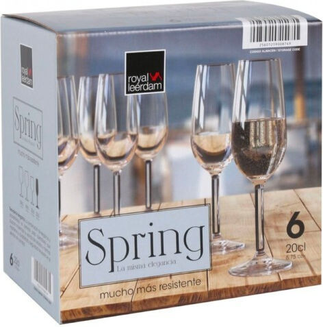 Soler Hispania Royal Leerdam Spring Σετ Ποτήρια Σαμπάνιας Κολωνάτα Γυάλινα 200ml 6τμχ