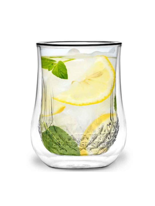 Vialli Design Diamante Σετ Ποτήρια Νερού / Καφέ/Freddo από Γυαλί 300ml 2τμχ