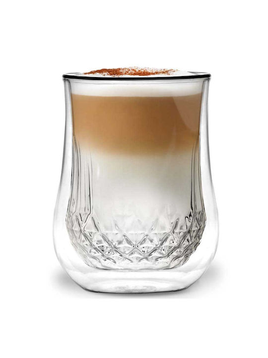 Vialli Design Diamante Σετ Ποτήρια Νερού / Καφέ/Freddo από Γυαλί 300ml 2τμχ