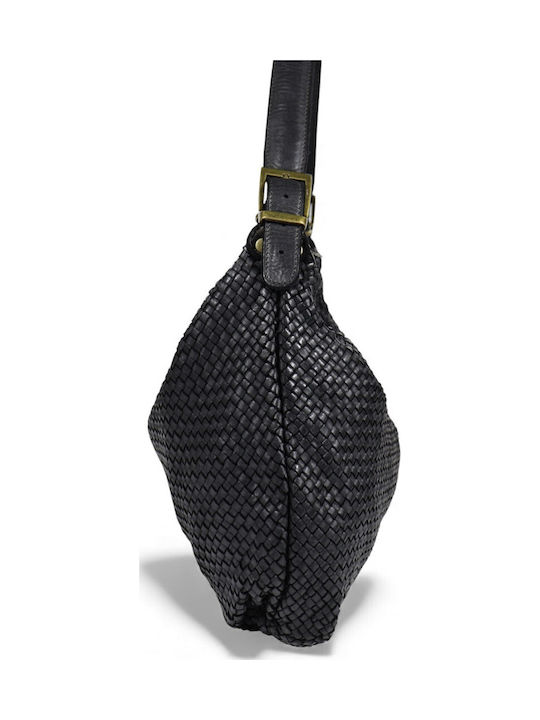 Leder Damentasche Schultertasche Schwarz