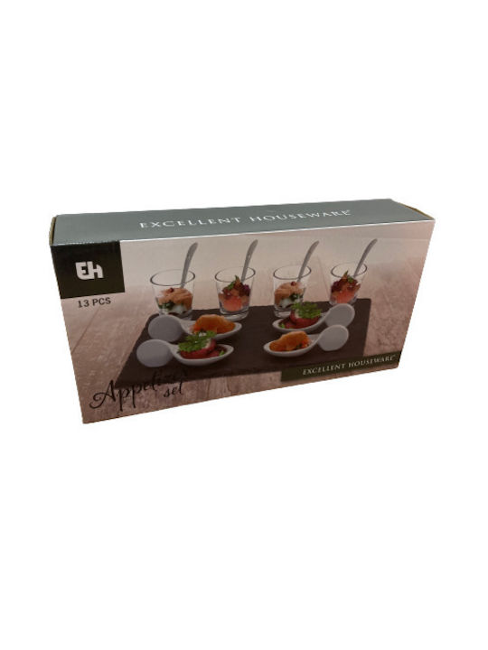 Excellent Houseware Bol de Servire pentru Sosuri Pătrat din Porțelan Alb 30x15cm