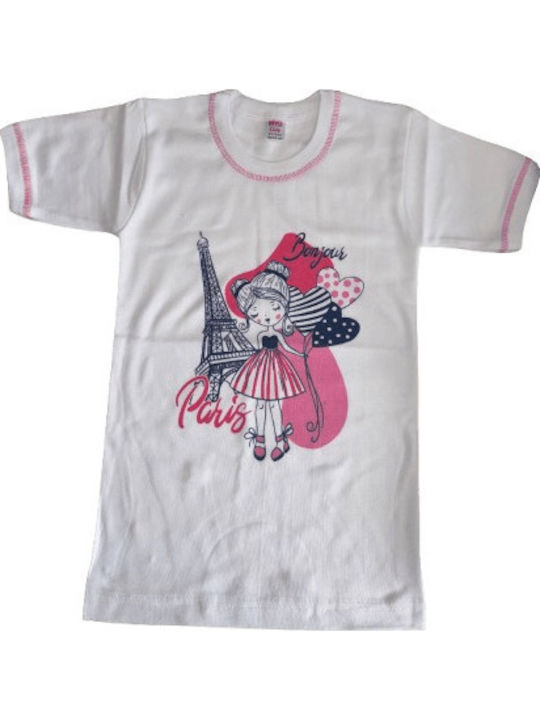 Biyo Set of Kids' Undershirts Short-sleeved White 3pcs