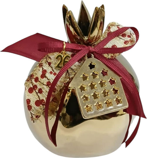 Kalliopi Silver Tischplatte Glücksbringer Granatapfel Gold Keramik 2026 10x10cm 1Stück
