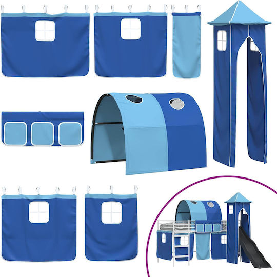 Kinderbett Hochbett Einzeln mit Schiebebett Weiß für Matratze 90x200cm