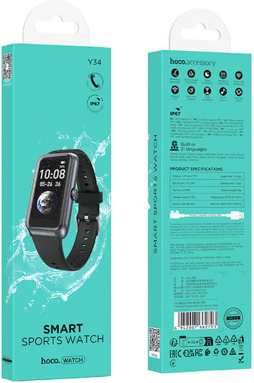 Hoco Y34 Aluminium Smartwatch με Παλμογράφο (Μαύρο)