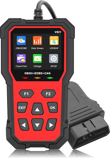 Techstar V521 Multibrand Auto Diagnosewerkzeuge Obd2 Eobd Can Scanner Liest Über 4000 Fehlercodes Arm 32-Bit Cortex-m3 Schwarz Rot