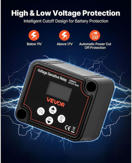 Vevor Dual Battery Isolator 12v 140 Amp Manual Automatic Relay Vsr Voltage Sensitive Lcd Display Smart Battery Isolator Lithium Lead Acid Batteries Car Truck Rv Utv Atv Boat
