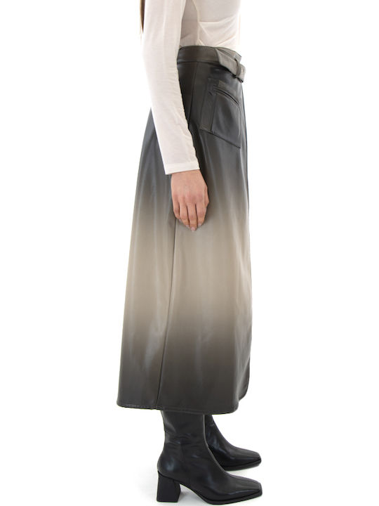 Leather Midi Skirt Envelope Multicolored