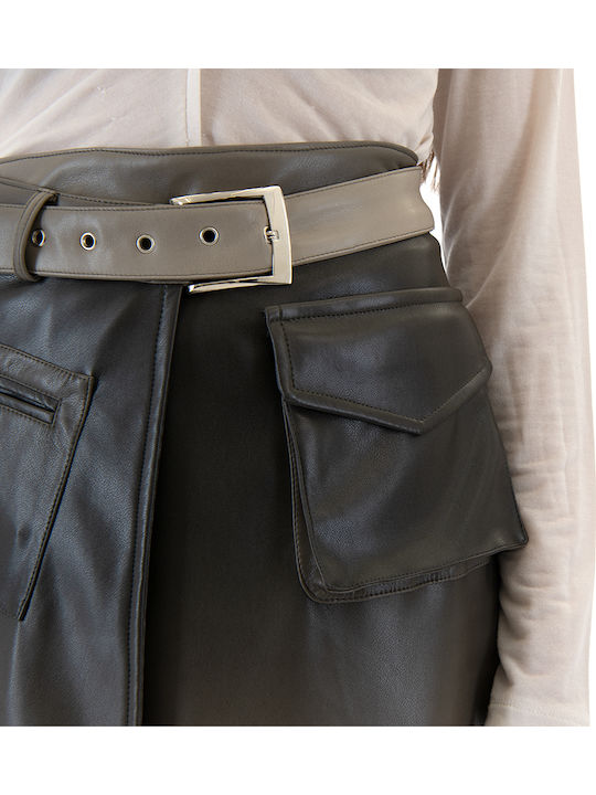 Leather Midi Skirt Envelope Multicolored