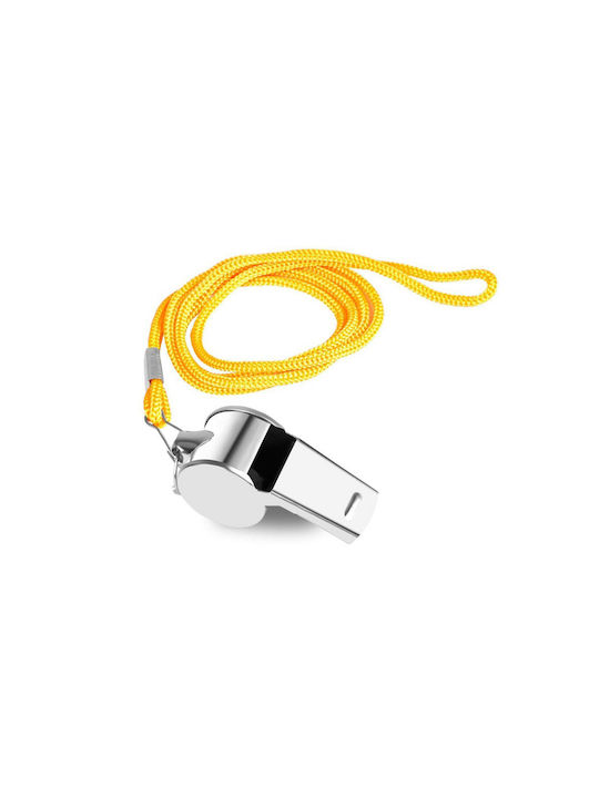 Referee Whistle Ball Metal Yellow Cord 40cm