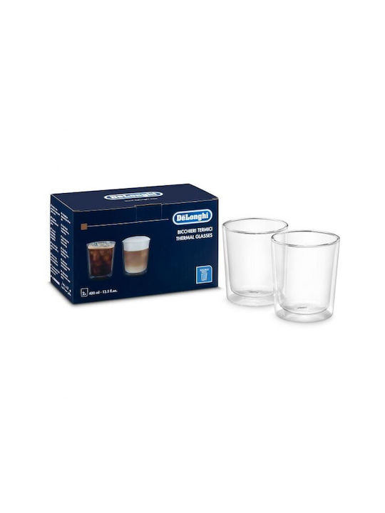 De'Longhi Σετ Ποτήρια Νερού / Καφέ/Freddo από Γυαλί 400ml 2τμχ