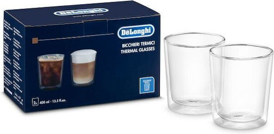De'Longhi Σετ Ποτήρια Νερού / Καφέ/Freddo από Γυαλί 400ml DLSC318 2τμχ