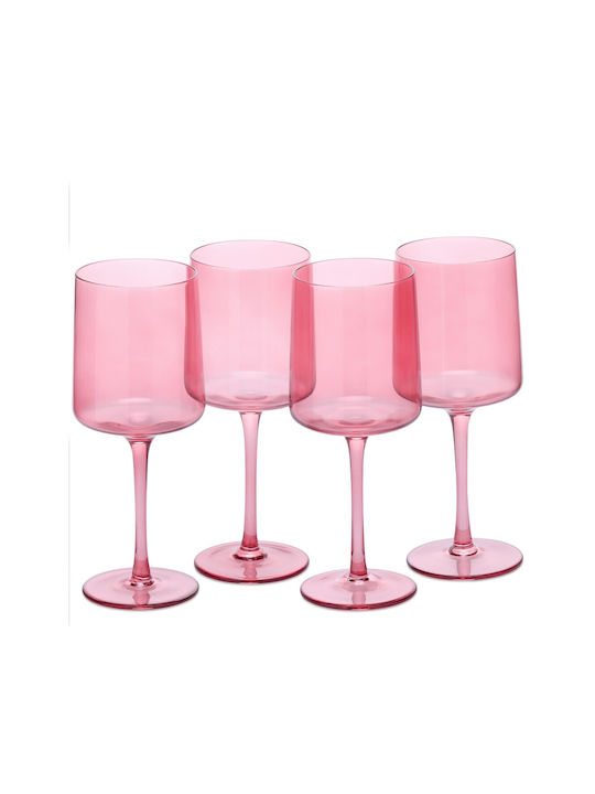 Navaris Set de pahare Vin alb / Cocteiluri / pentru bere / pentru apa din Sticlă în Culoarea Roz 400ml 4buc