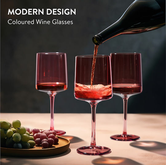 Navaris Set of Glasses White Wine / Cocktail/Drinking / Beer, μπίρας / Water made of Glass in Pink Color 400ml 4pcs