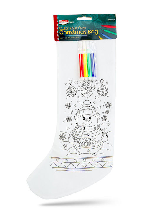 Șosetă Decorativă de Crăciun cu Άγιο Βασίλη L41xl21cm. Galbenă