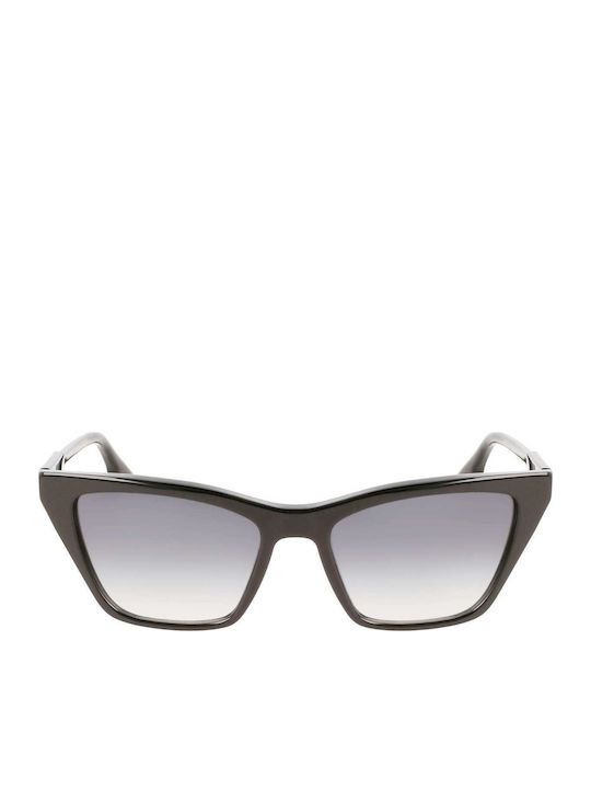 Victoria Beckham Damen Sonnenbrille mit Schwarz Kunststoff Gestell und Gray Verlaufsfarbe Linse