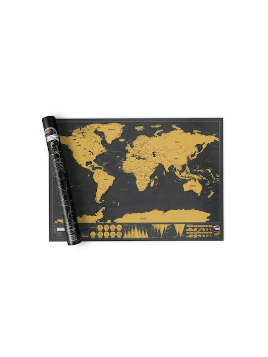 Scratch-off World Map Ruler Magnifier Stickers Photo Attachment Pins 82.5 X 59.4 Cm