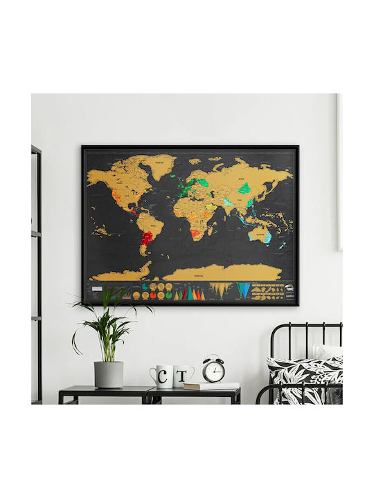 Scratch-off World Map Ruler Magnifier Stickers Photo Attachment Pins 82.5 X 59.4 Cm