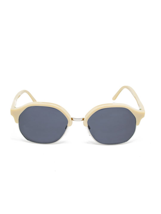L.G.R. Zanzibar Unisex Sunglasses with Beige Frame and Blue Lens