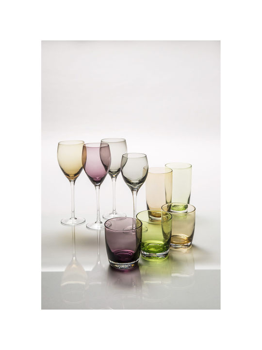 Cryspo Trio Irid Set of Glasses Whiskey made of Glass in Honey Color 6pcs