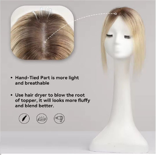 Topper De Păr Pentru Femei Din Păr Uman Full Lace Cusut Transparente Nuantă Blondă Ombre Rădăcină Întunecată 12 Inch
