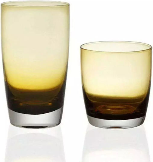 Cryspo Trio Irid Set of Glasses Whiskey made of Glass in Honey Color 355ml 6pcs