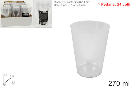 Due esse Disposable Cup Plastic Transparent 270ml 6pcs