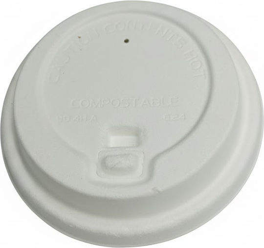 Disposable Sip Flip Lids White Sugarcane Cup 12-16oz 50pcs