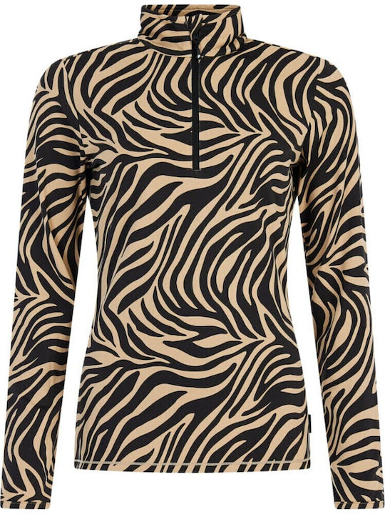 Χειμερινή Γυναικεία Fleece Μπλούζα με Φερμουάρ Bamboo Beige