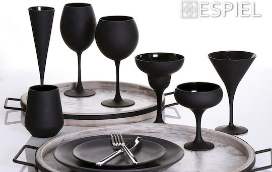 Espiel Maya Set of Cocktail Drinking Glasses made of Glass in Black Colour 250ml 6 Pieces