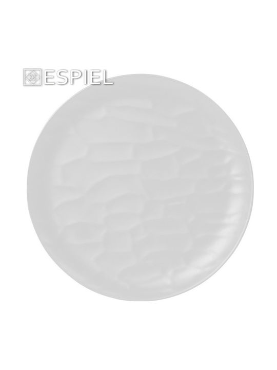 Espiel Wavy Plate Shallow made of Melamine White with Diameter 21cm 6pcs
