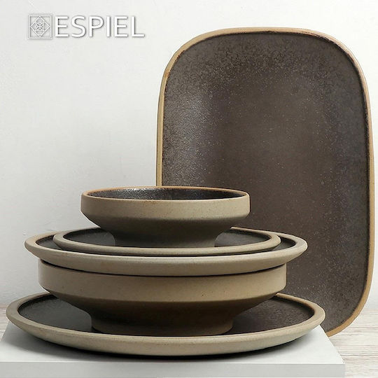 Espiel Karma Plate Shallow made of Porcelain Brown with Diameter 29cm