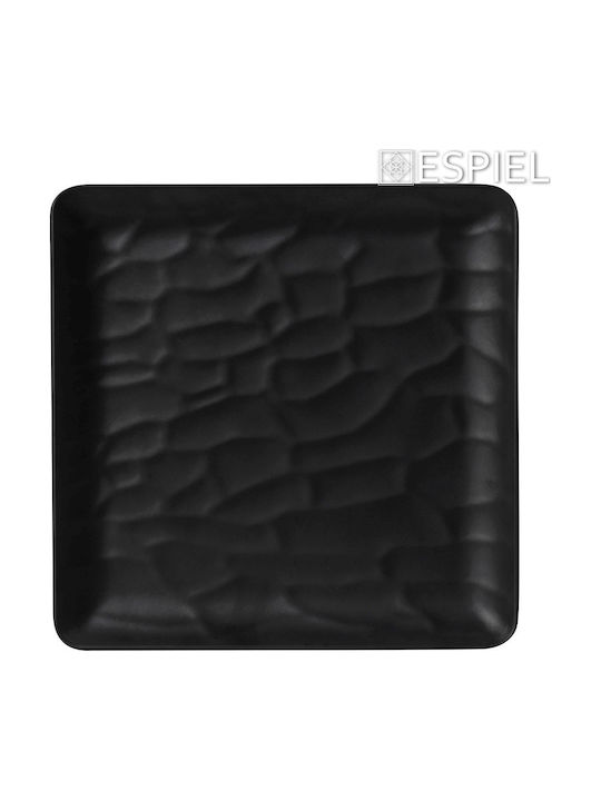 Espiel Wavy Teller Untiefe Platz aus Melamin Schwarz 22x22cm 6Stück
