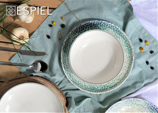 Espiel Lizard Deep Serving Plate Porcelain Orange with Diameter 23.5cm 6 Pieces