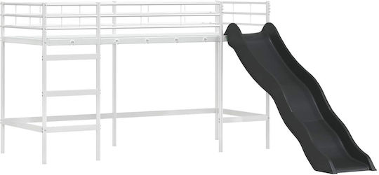 Kids Bed Loft Bed Single with Sliding Bed White for Mattress 90x190cm