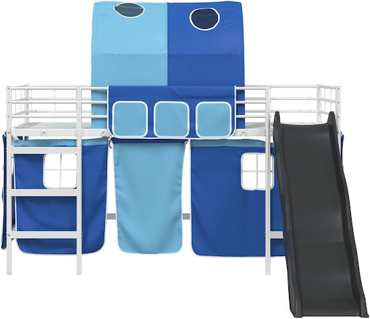 Pat pentru Copii Loft Bed Single Alb pentru Saltea 90x190cm