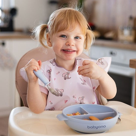 Babyono Baby Food Plate made of Silicone Blue