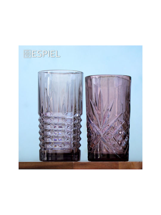 Espiel Patrick Set Gläser Wasser aus Glas in Gray Farbe 390ml 6Stück