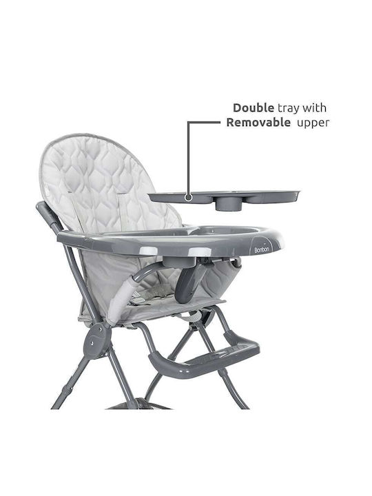 Lorelli Bonbon Αναδιπλούμενο Καρεκλάκι Φαγητού Grey Leather