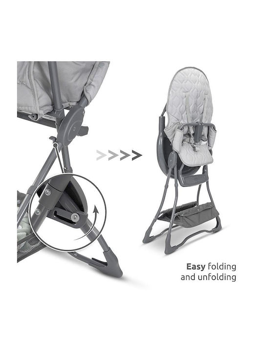 Lorelli Bonbon Αναδιπλούμενο Καρεκλάκι Φαγητού Grey Leather