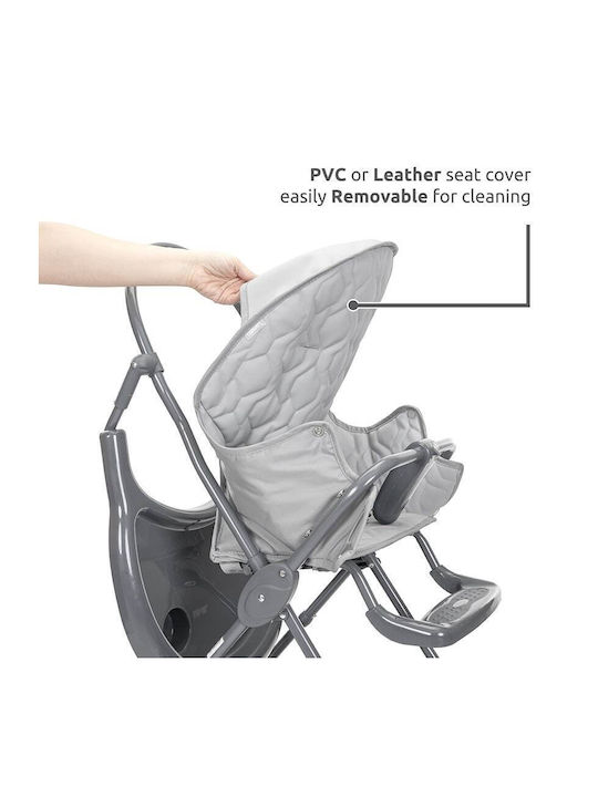 Lorelli Bonbon Αναδιπλούμενο Καρεκλάκι Φαγητού Grey Leather