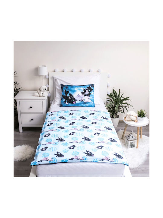Set Kids Duvet Cover Single with Pillowcase Cotton Light Blue 100x135cm