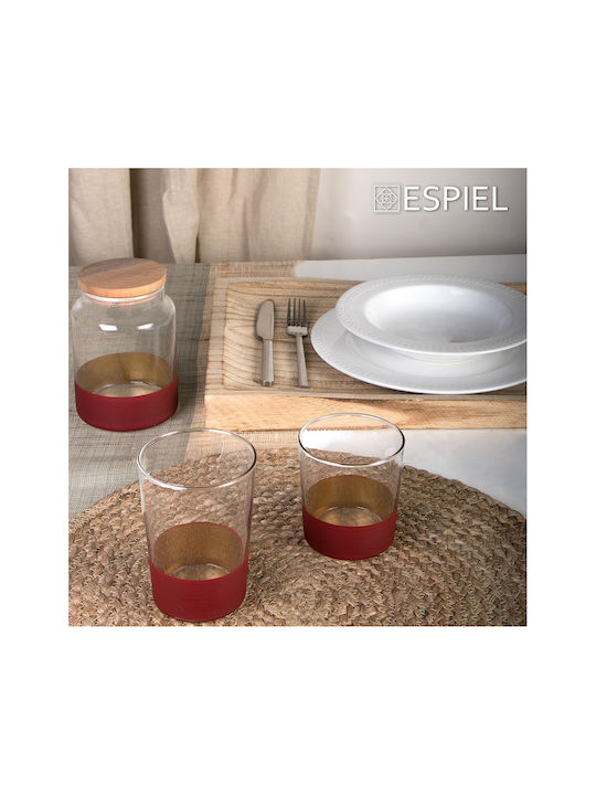Espiel Alfa Set Gläser Wasser aus Glas in Rot Farbe 380ml 6Stück