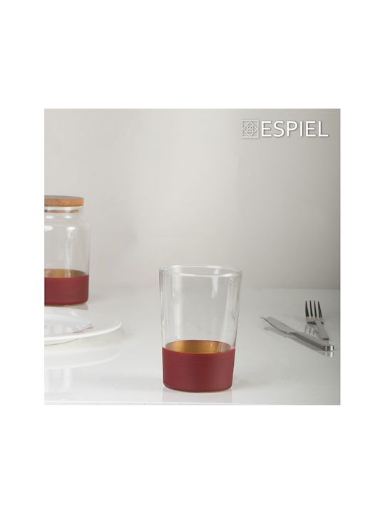 Espiel Alfa Set Gläser Wasser aus Glas in Rot Farbe 380ml 6Stück