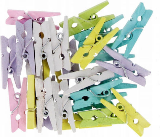 Ξυλινα Μανταλakia Διαφορα Χρωματα Pastel 25τμχ 2,5cμ Craft Fun