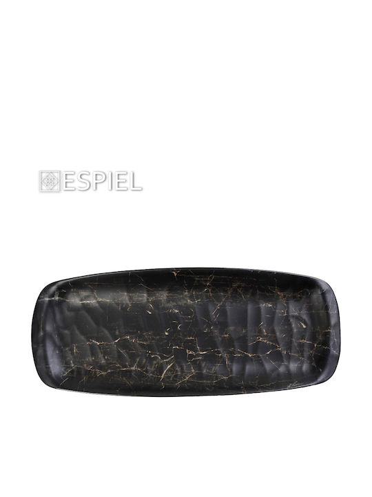 Espiel Black Wood Plate Shallow Rectangular made of Melamine Black 26.5x11cm 6pcs