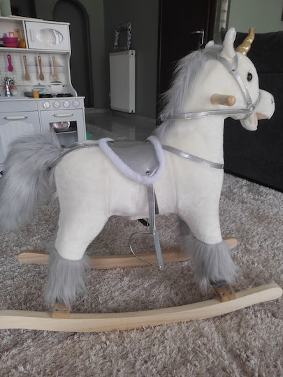 Bebe Stars Unicorn Fabric Rocking Toy Unicorn for 12+ months with Sounds & Music White